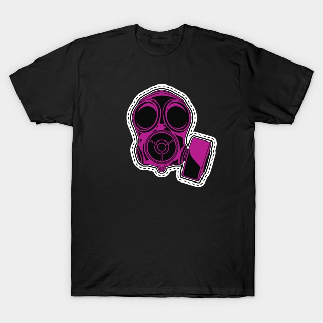 Bright Pink Gas Mask T-Shirt by Phil Tessier